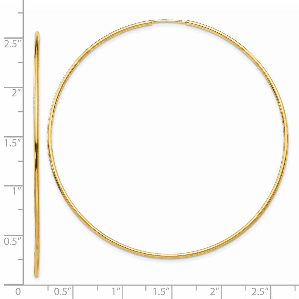 14K Yellow Gold Polished Endless Tube Hoop Earrings