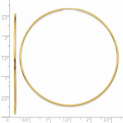 14K Yellow Gold Polished Endless Tube Hoop Earrings