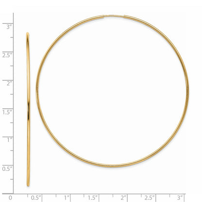 14K Yellow Gold Polished Endless Tube Hoop Earrings