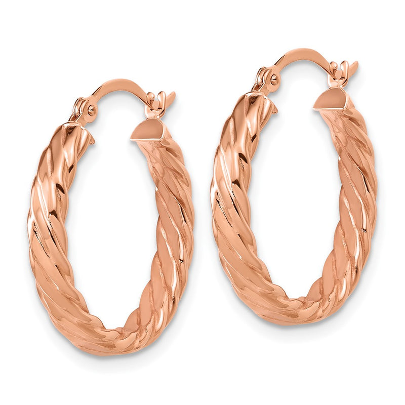 14K Rose Gold Small 3mm Patterned Hoop Earrings