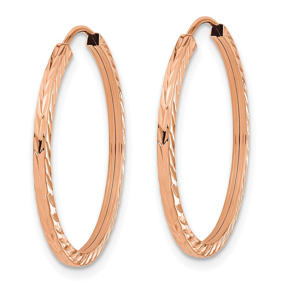 14K Rose Gold 1.60mm D/c Square Tube Endless Hoop Earrings