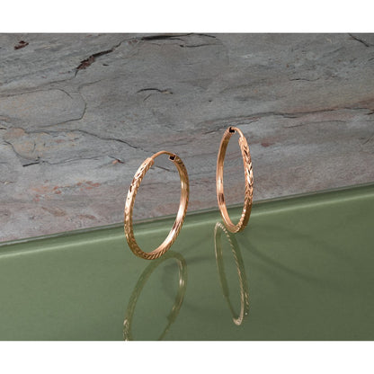 14K Rose Gold 1.60mm D/c Square Tube Endless Hoop Earrings