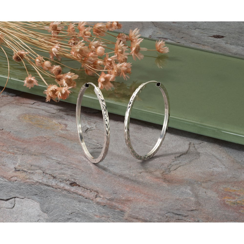 14k-white-gold-diamond-cut-square-tube-endless-hoop-earrings-8