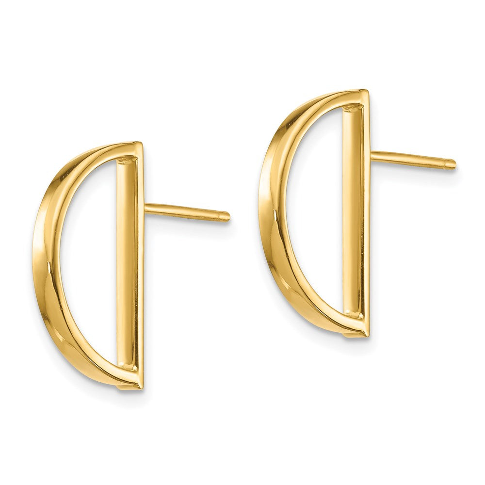14K Yellow Gold Half Circle Post Earrings
