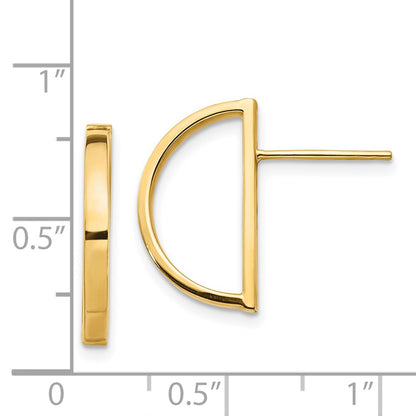 14K Yellow Gold Half Circle Post Earrings