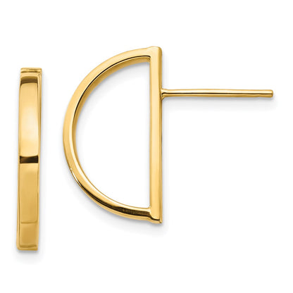 14K Yellow Gold Half Circle Post Earrings