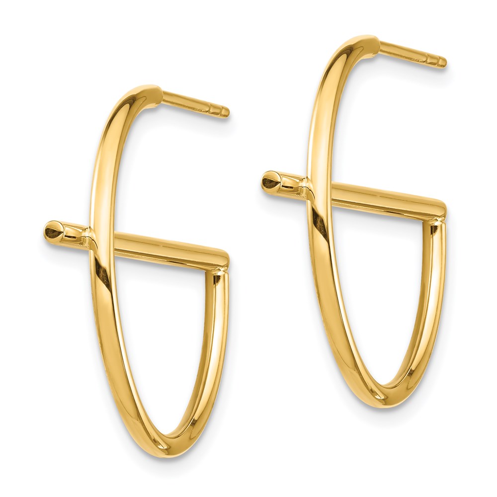 14K Yellow Gold Split Circle Post Earrings