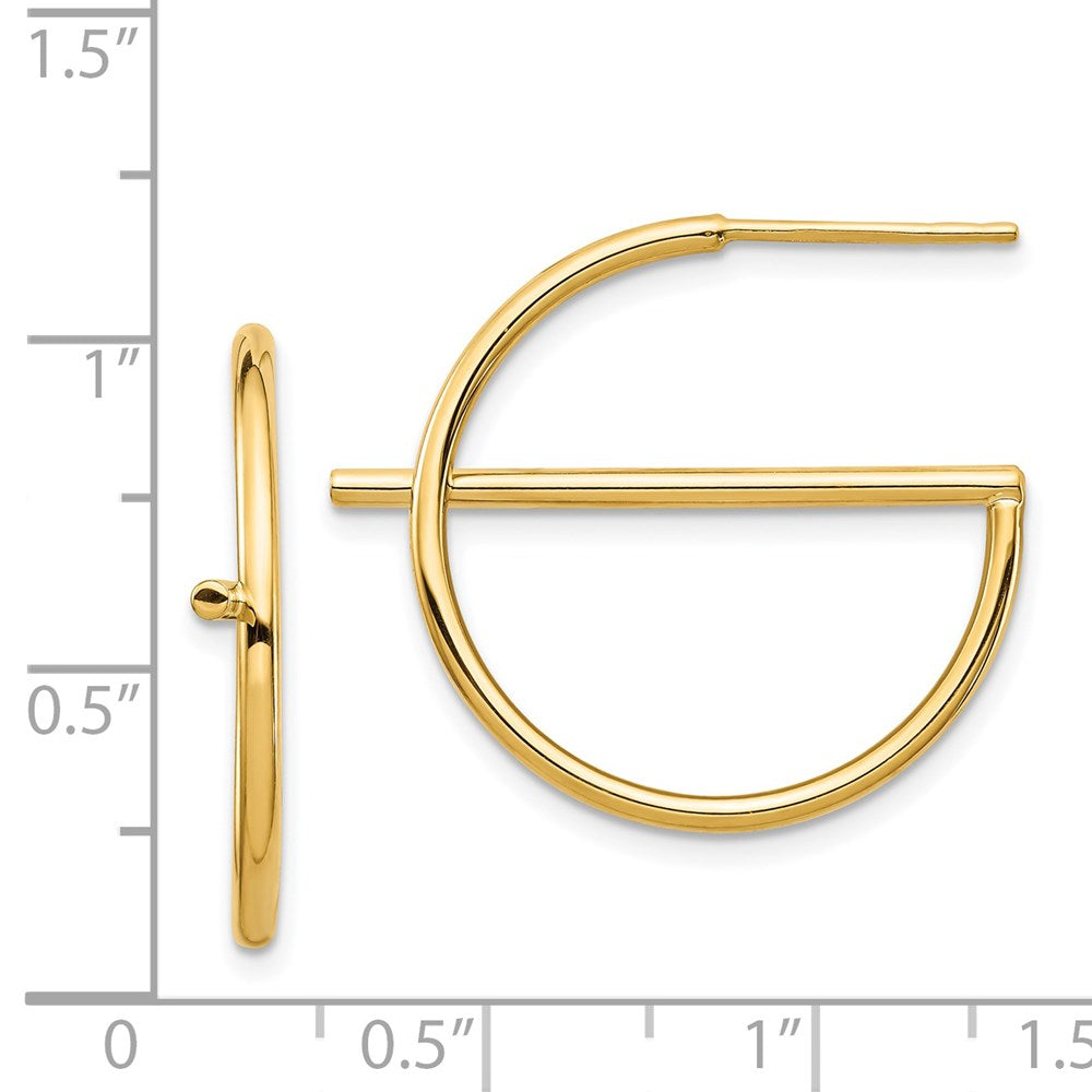 14K Yellow Gold Split Circle Post Earrings