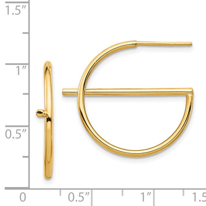 14K Yellow Gold Split Circle Post Earrings