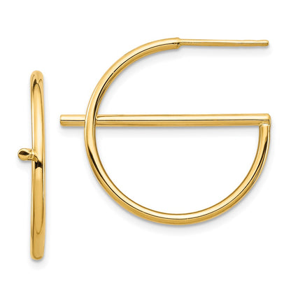 14K Yellow Gold Split Circle Post Earrings