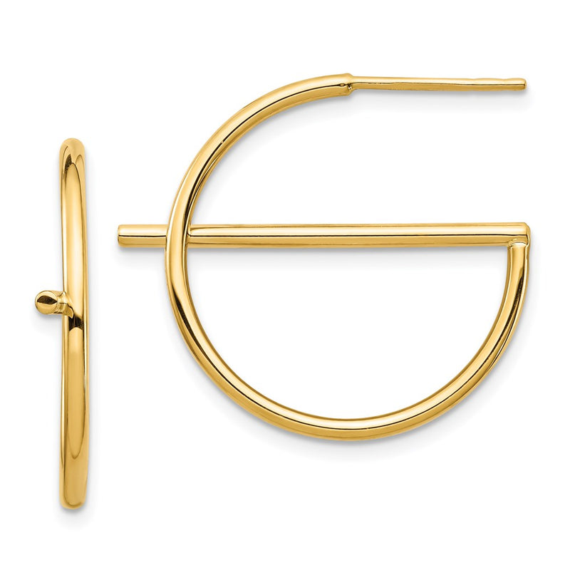 14K Yellow Gold Split Circle Post Earrings