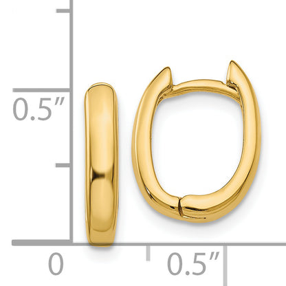 14K Yellow Gold Oval Hinged Hoop Earrings