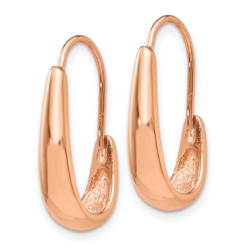 14K Rose Gold Polished Tapered J-Hoop Wire Earrings