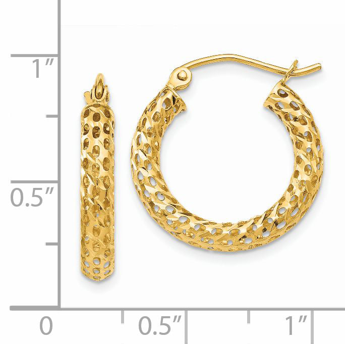 14K Yellow Gold Mesh Hoop Earrings