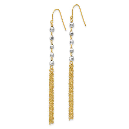 14K Two-Tone Bead Tassel Earrings