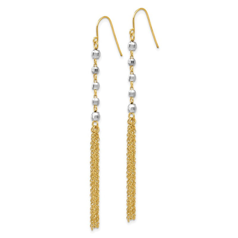 14K Two-Tone Bead Tassel Earrings