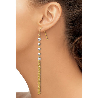 14K Two-Tone Bead Tassel Earrings