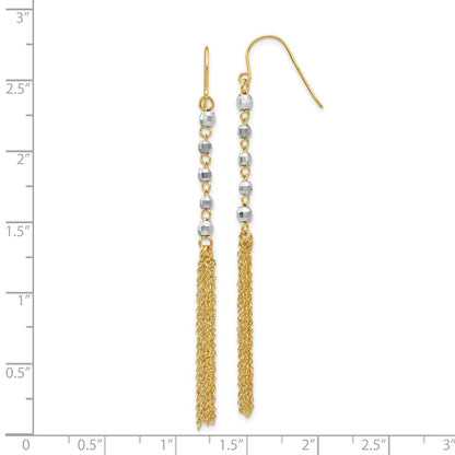 14K Two-Tone Bead Tassel Earrings