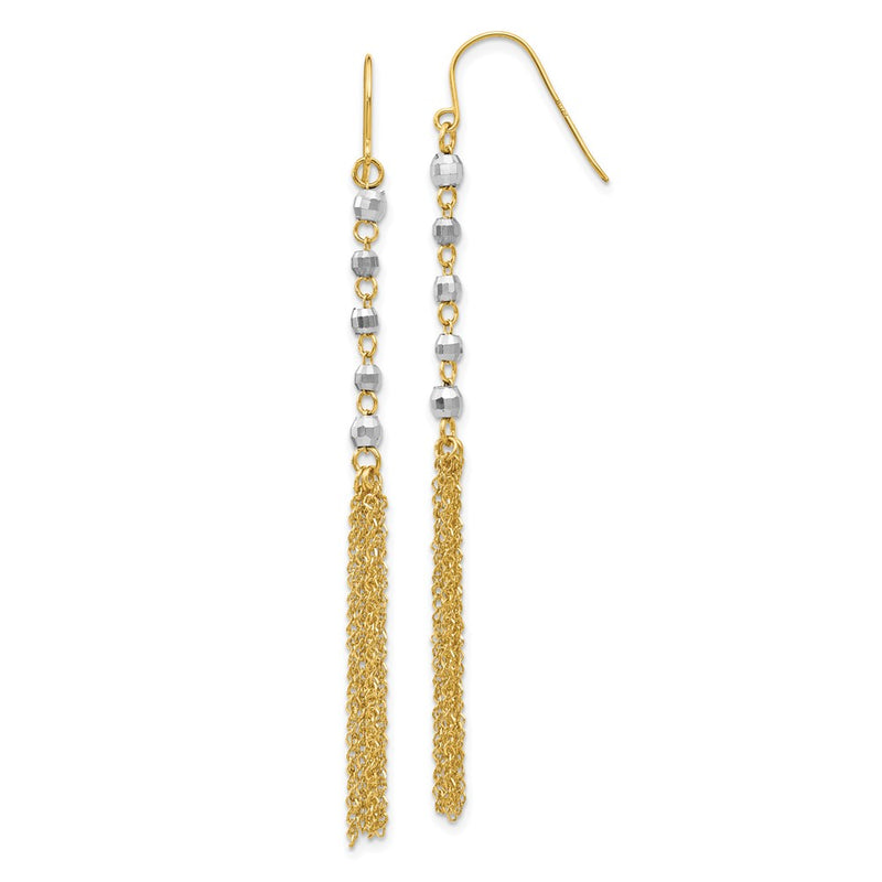 14K Two-Tone Bead Tassel Earrings