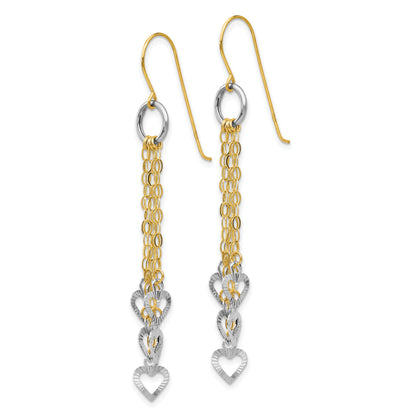 14K Two-Tone Circle 5 Heart Earrings