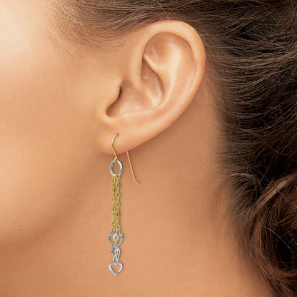 14K Two-Tone Circle 5 Heart Earrings