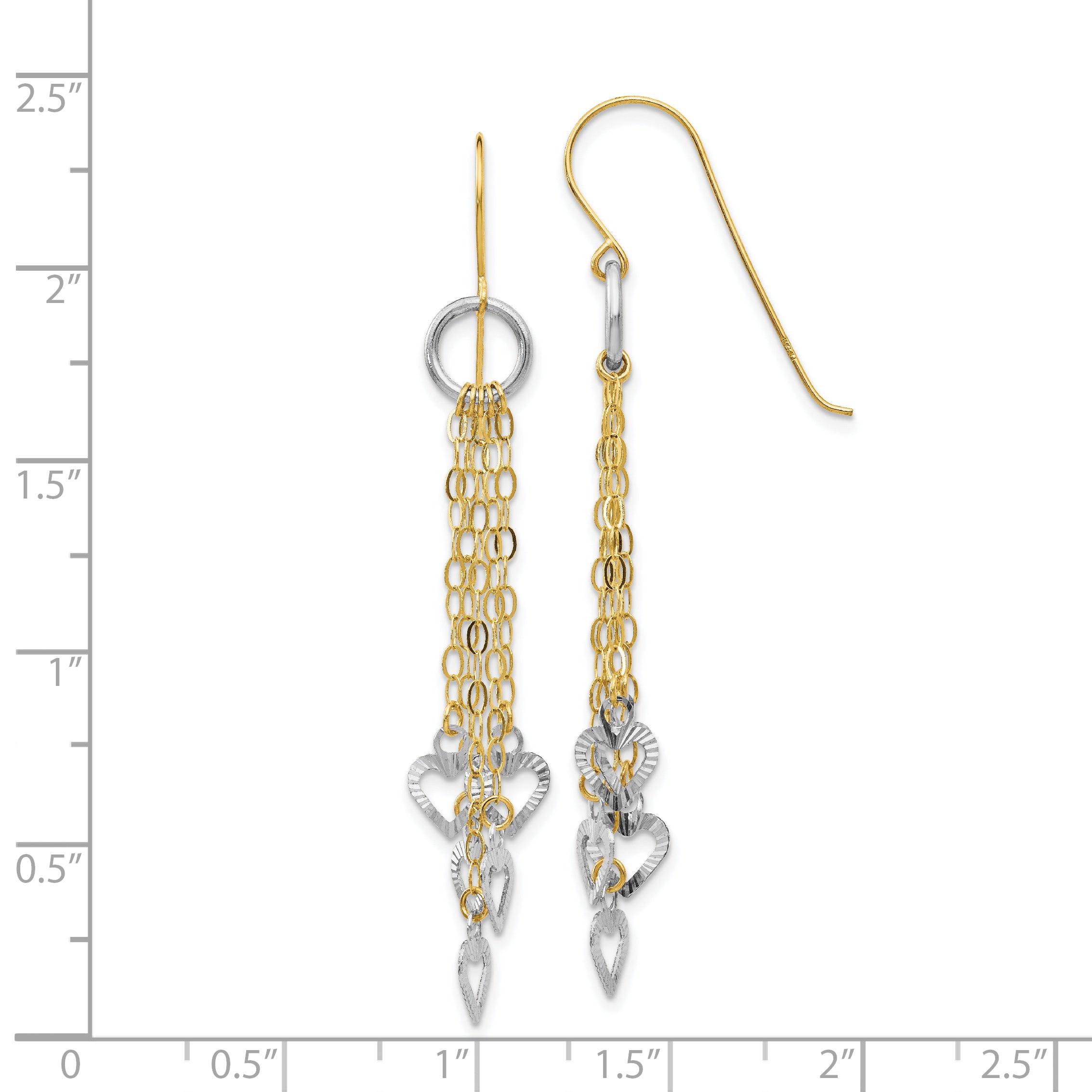 14K Two-Tone Circle 5 Heart Earrings