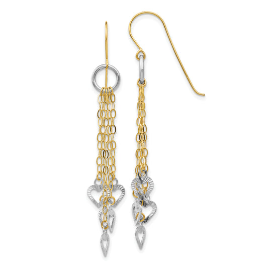 14K Two-Tone Circle 5 Heart Earrings