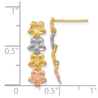 14K Tri-Color Plumeria Earrings