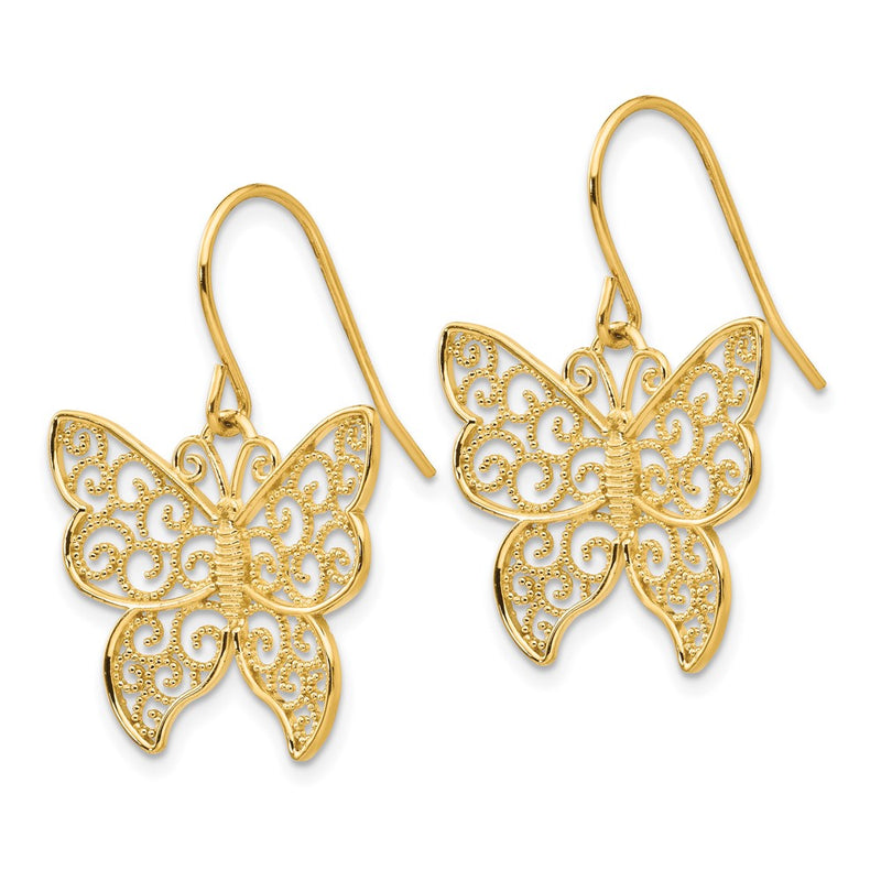 14K Yellow Gold Butterfly Earrings