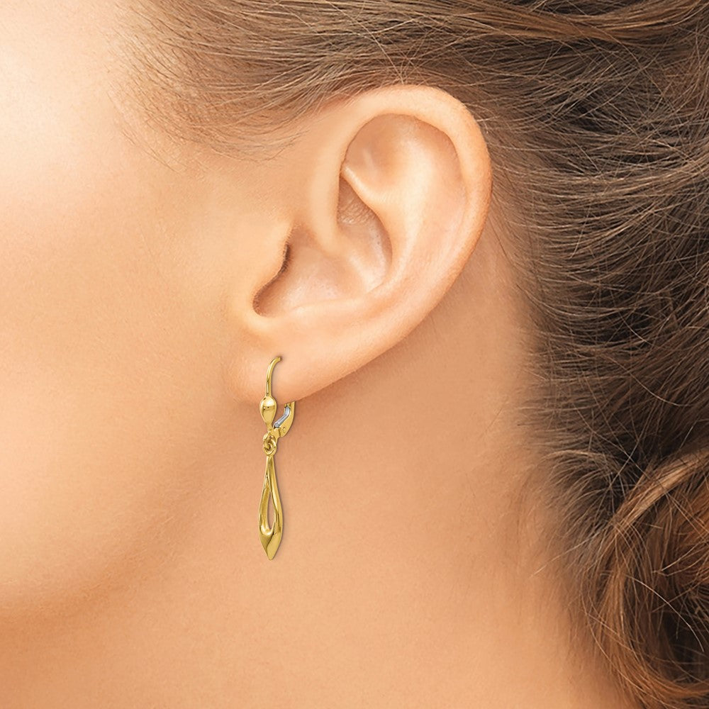 14K Yellow Gold Polished Dangle Leverback Earrings