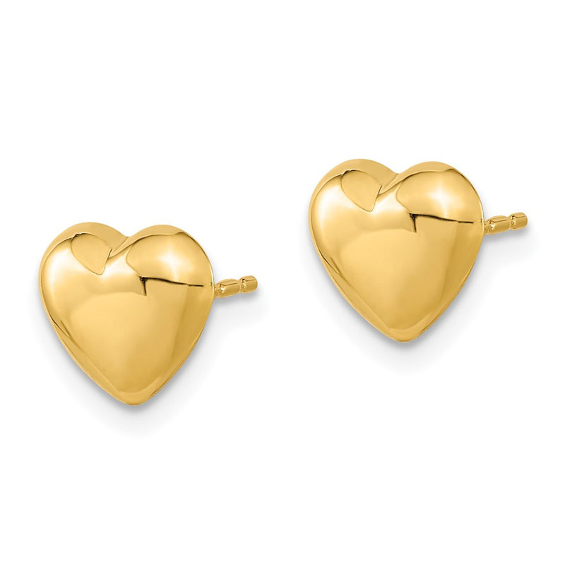 14K Yellow Gold Polished Heart Post Earrings