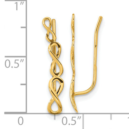 14K Yellow Gold Polished Infinity Ear Climber Earrings
