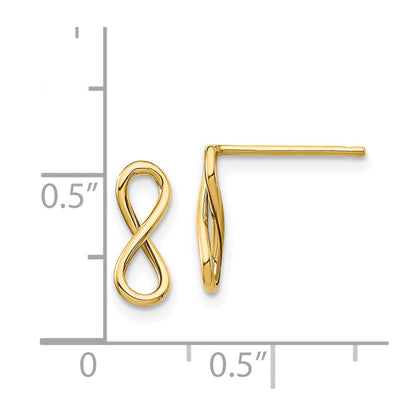 14K Yellow Gold Polished Infinity Post Earrings