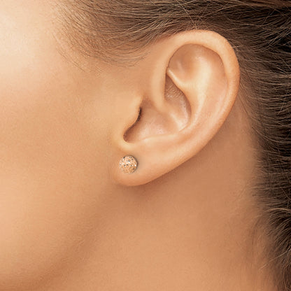 14K Rose Gold 6mm Diamond-Cut Ball Post Earrings