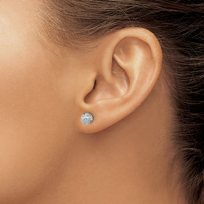 14K White Gold D/C 6mm Ball Post Earrings