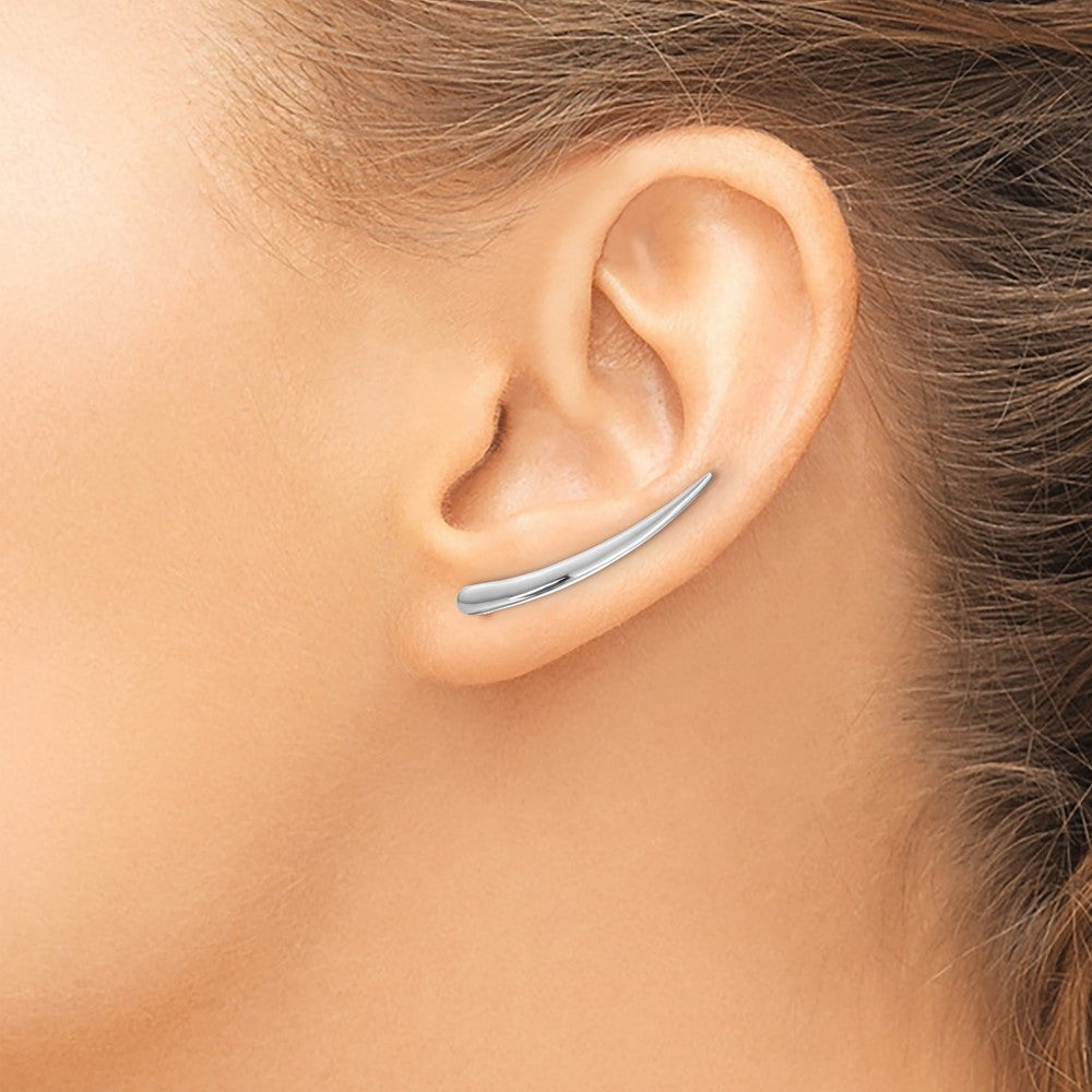 14K White Gold Polished Pointed Ear Climber Earrings