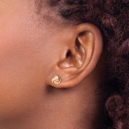 14K Rose Gold Polished Love Knot Post Earrings