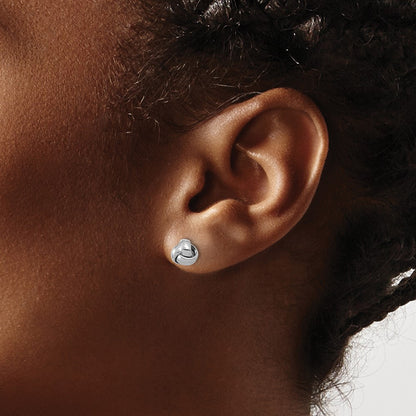 14K White Gold Polished Love Knot Post Earrings
