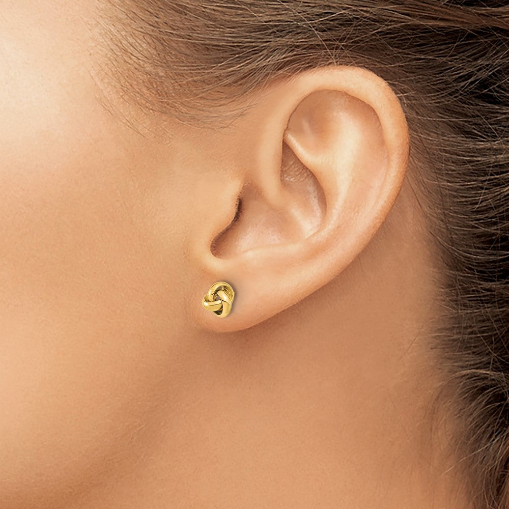 14K Yellow Gold Polished Love Knot Post Earrings