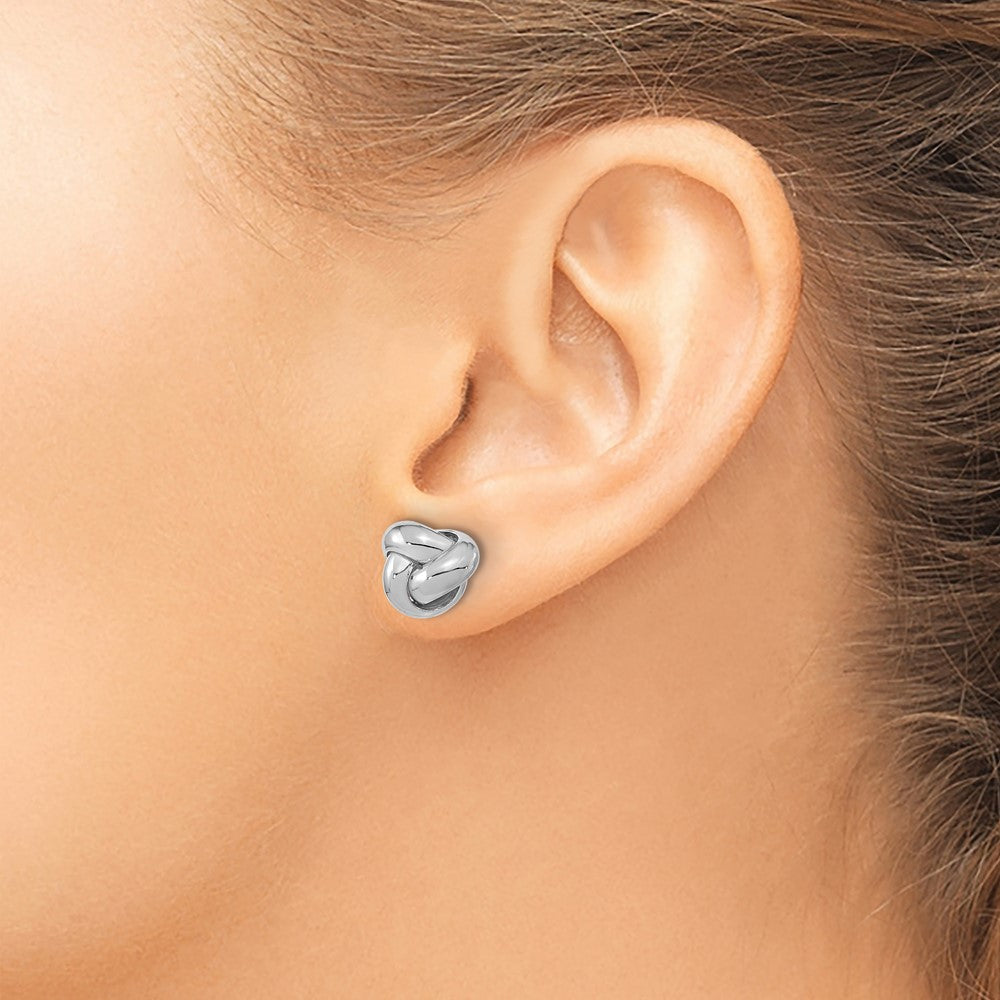 14K White Gold Polished Love Knot Post Earrings