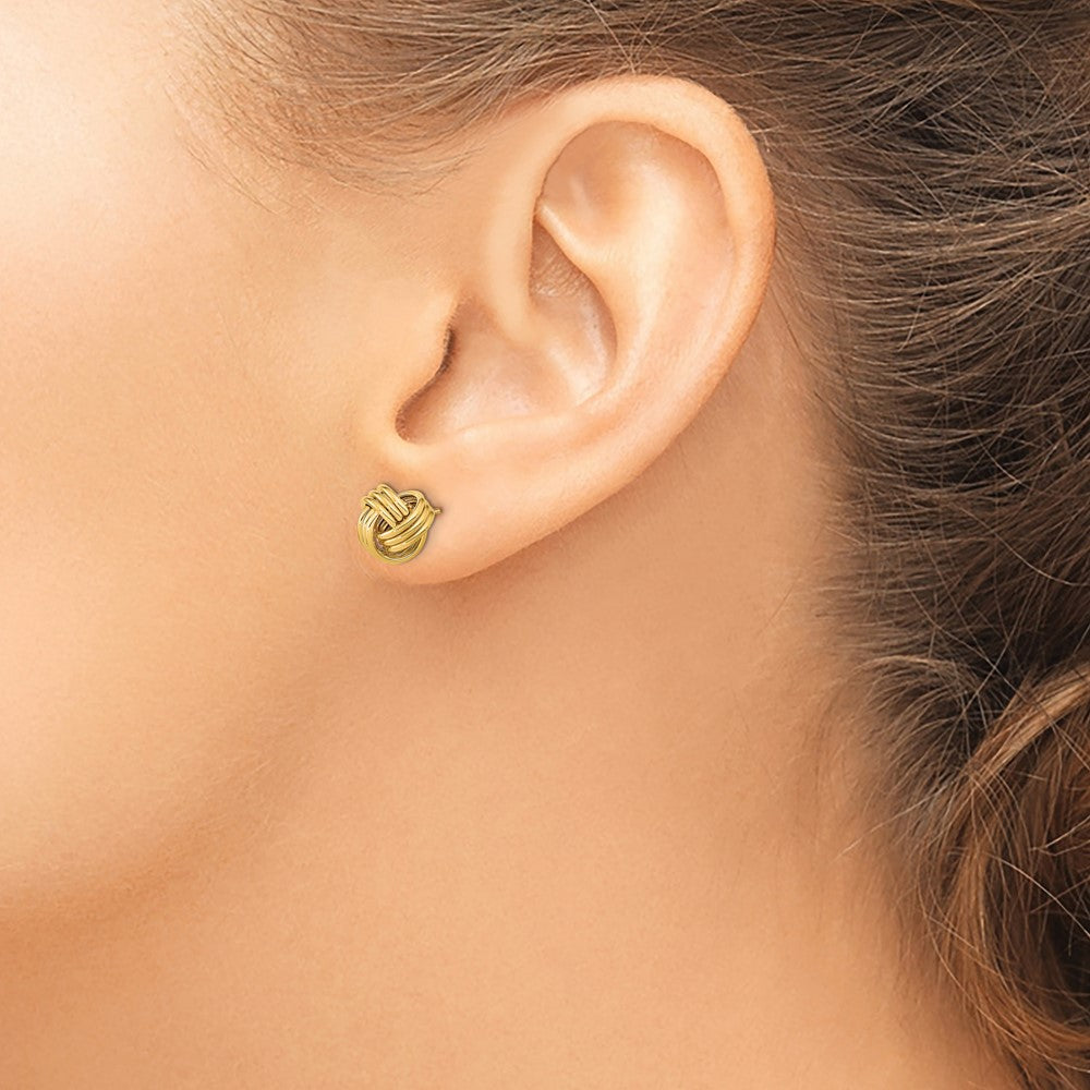 14K Yellow Gold Polished Triple Love Knot Post Earrings