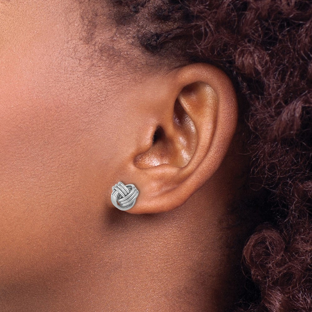 14K White Gold Polished Triple Love Knot Post Earrings