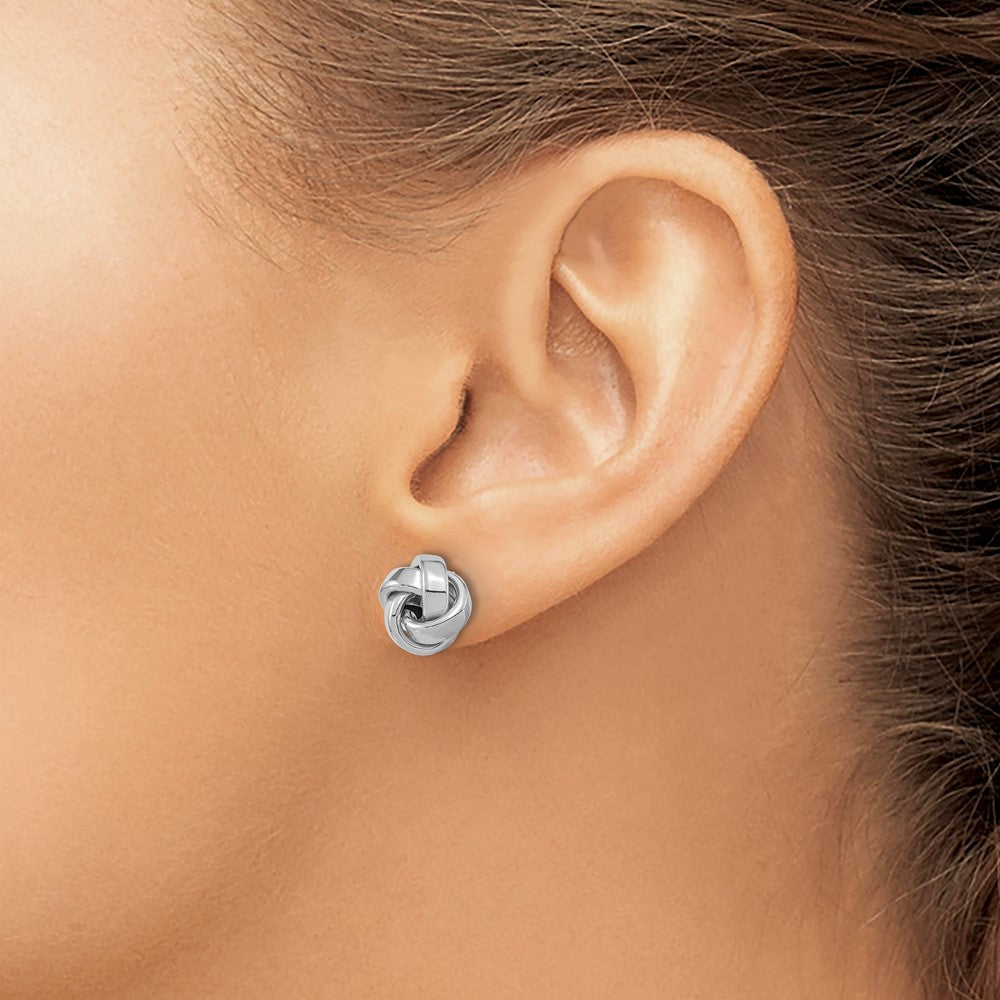 14K White Gold Polished Love Knot Post Earrings