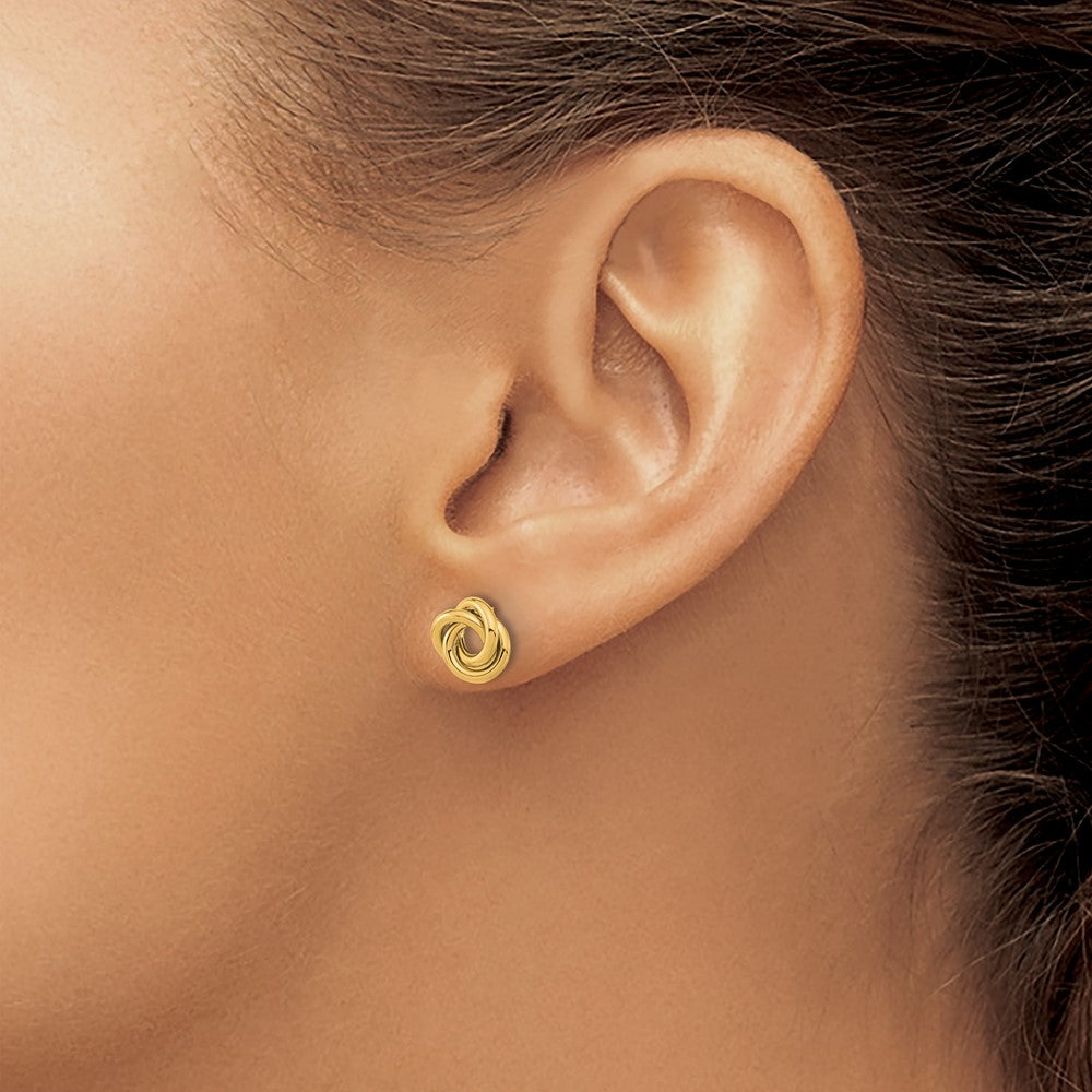 14K Yellow Gold Polished Love Knot Post Earrings