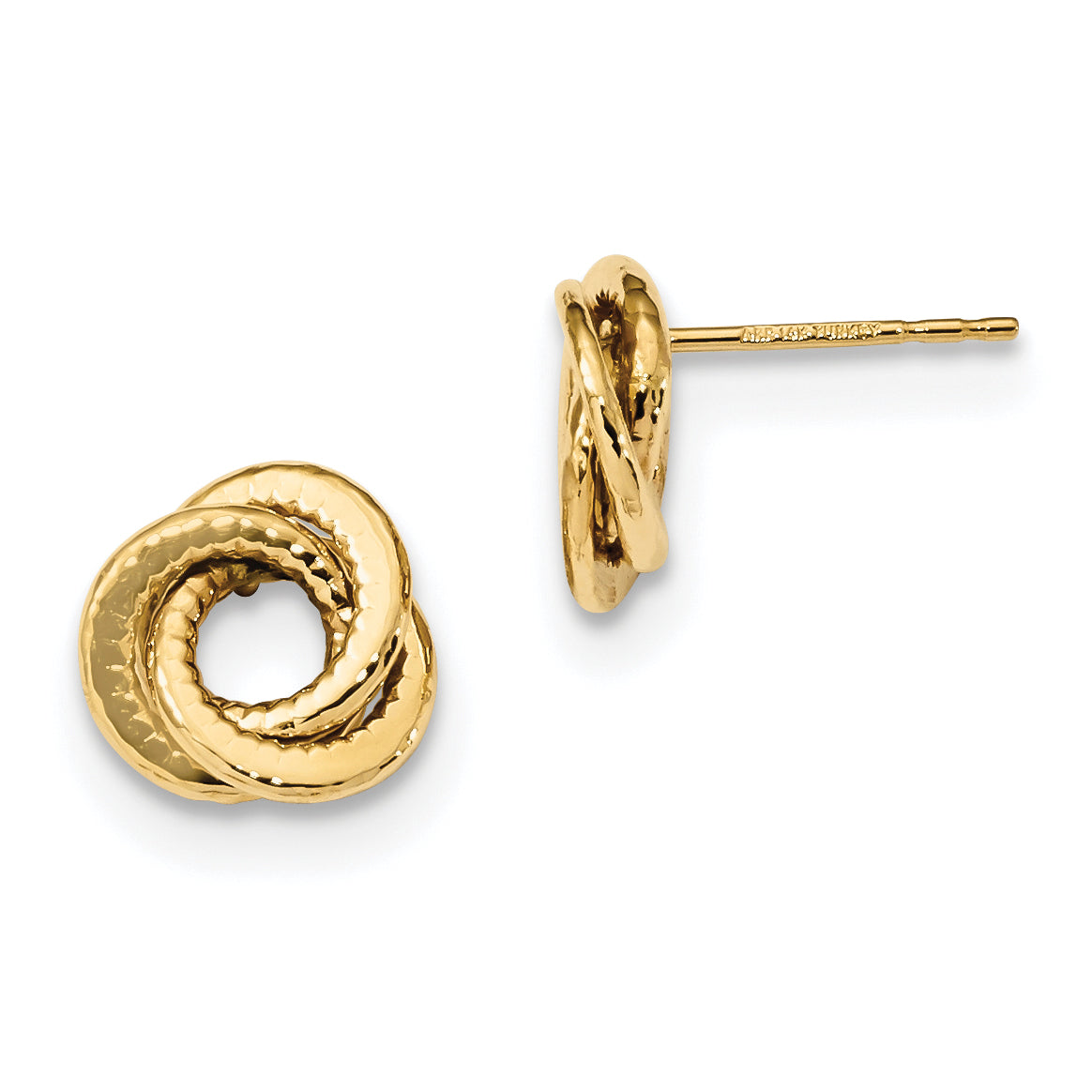 14K Yellow Gold Polished Love Knot Post Earrings