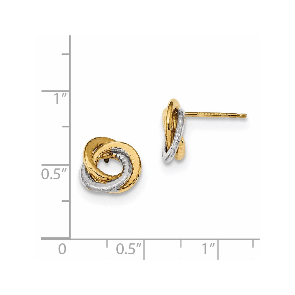 14K Two-Tone Polished & Textured Love Knot Post Earrings