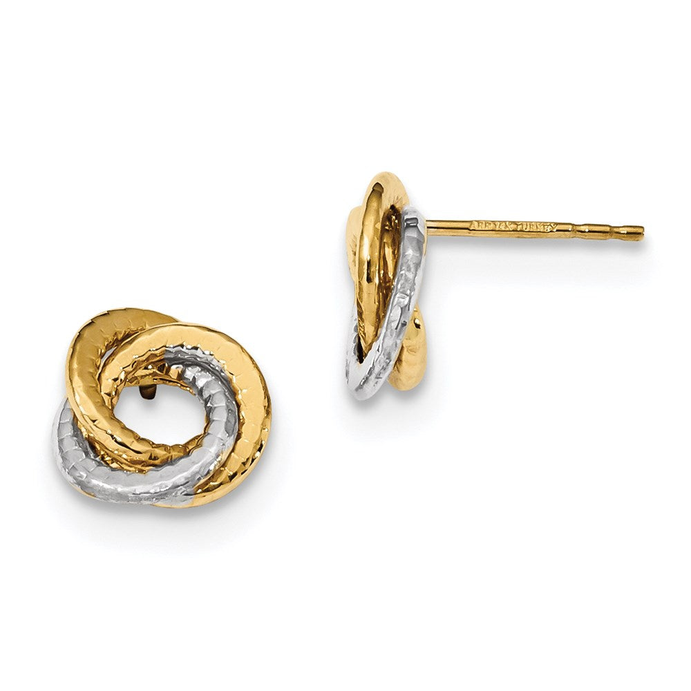 14K Two-Tone Polished & Textured Love Knot Post Earrings