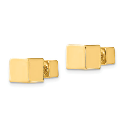 14K Yellow Gold 5mm/7mm Cube Front & Back Post Screwback Earrings