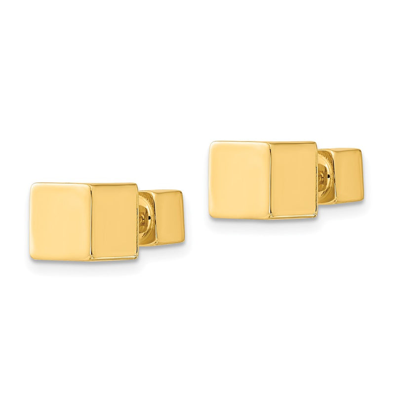 14K Yellow Gold 5mm/7mm Cube Front & Back Post Screwback Earrings