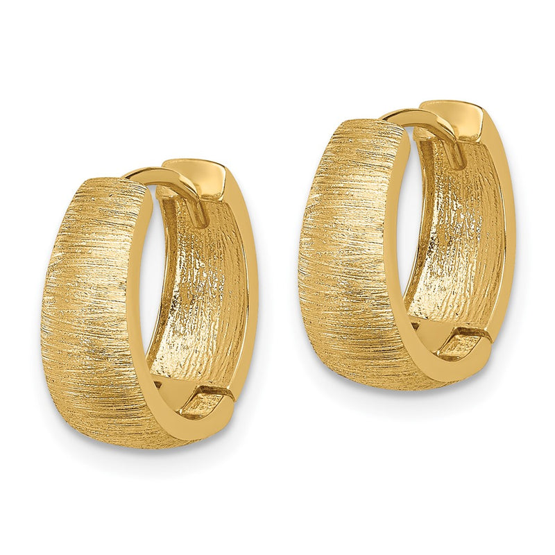 14K Yellow Gold Textured Hoop Earrings